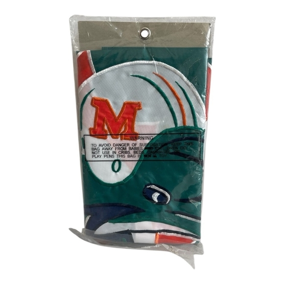 NWT VNTG MIAMI DOLPHINS Banner Flag 2side Embroidered Applique NFL Fabric Banner - Picture 2 of 2